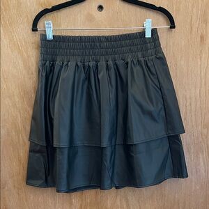 THML Black Tiered Pleather Mini Skirt